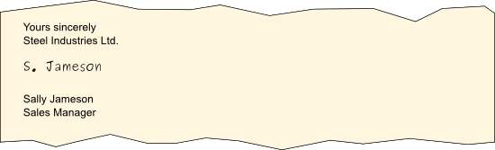 Unterschrift auf englischem Geschäftsbrief